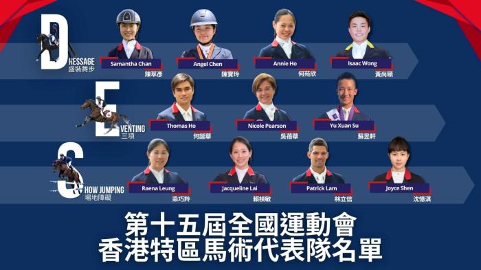 香港马术代表队11对人马组合出征十五运会创历届